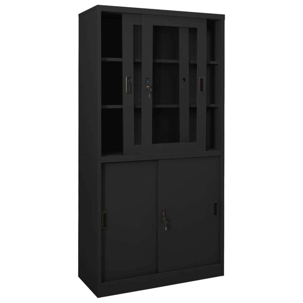 office-cabinet-with-sliding-door-anthracite-35-4-x15-7-x70-9-steel At Willow and Wine USA!