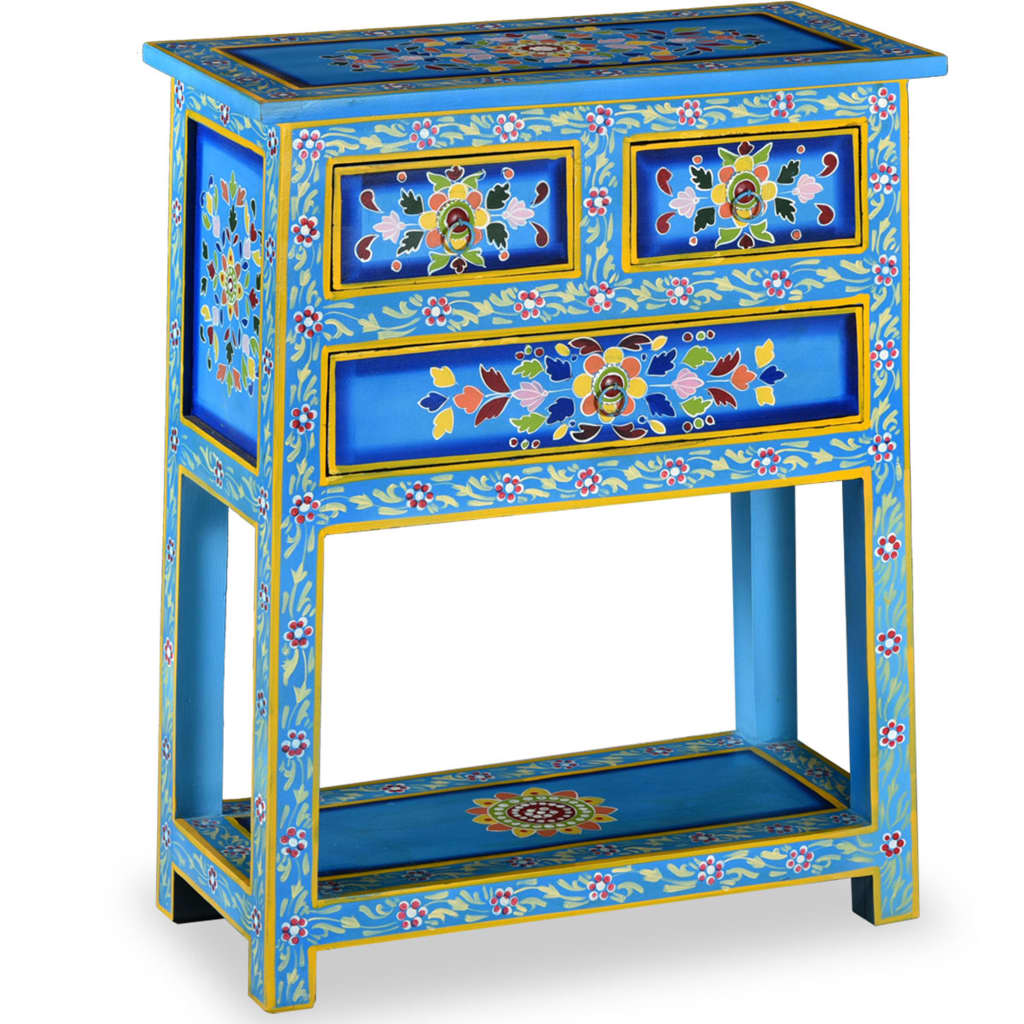 sideboard-with-drawers-turquoise-23-6-x11-8-x29-9-solid-wood-mango At Willow and Wine USA!