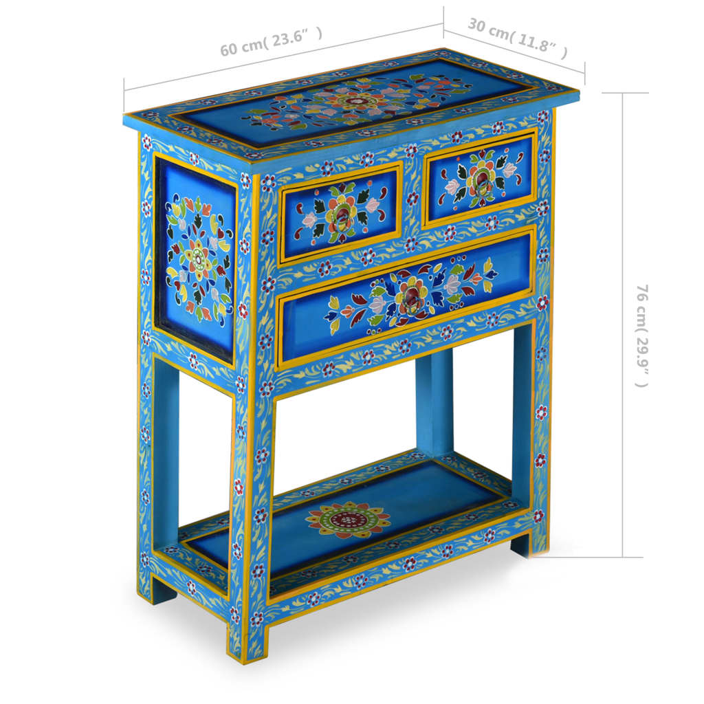 sideboard-with-drawers-turquoise-23-6-x11-8-x29-9-solid-wood-mango At Willow and Wine USA!