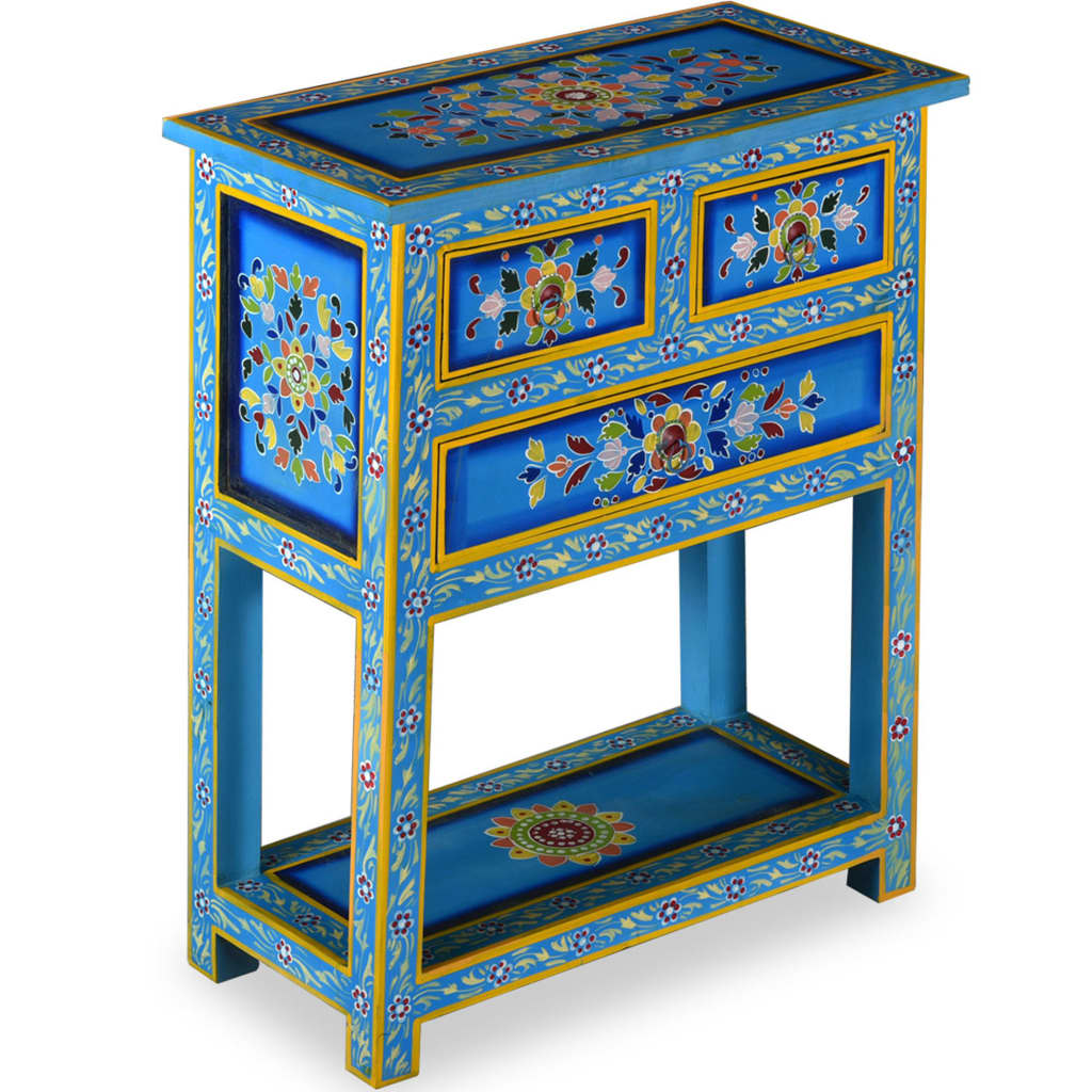 sideboard-with-drawers-turquoise-23-6-x11-8-x29-9-solid-wood-mango At Willow and Wine USA!