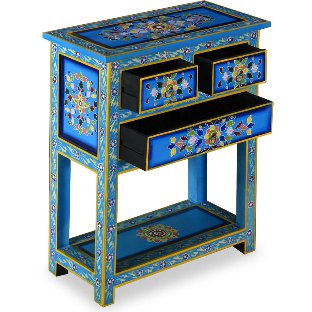 sideboard-with-drawers-turquoise-23-6-x11-8-x29-9-solid-wood-mango At Willow and Wine USA!