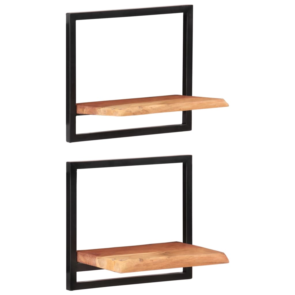 wall-shelves-2-pcs-15-7-x9-4-x13-8-solid-wood-acacia-and-steel At Willow and Wine USA!
