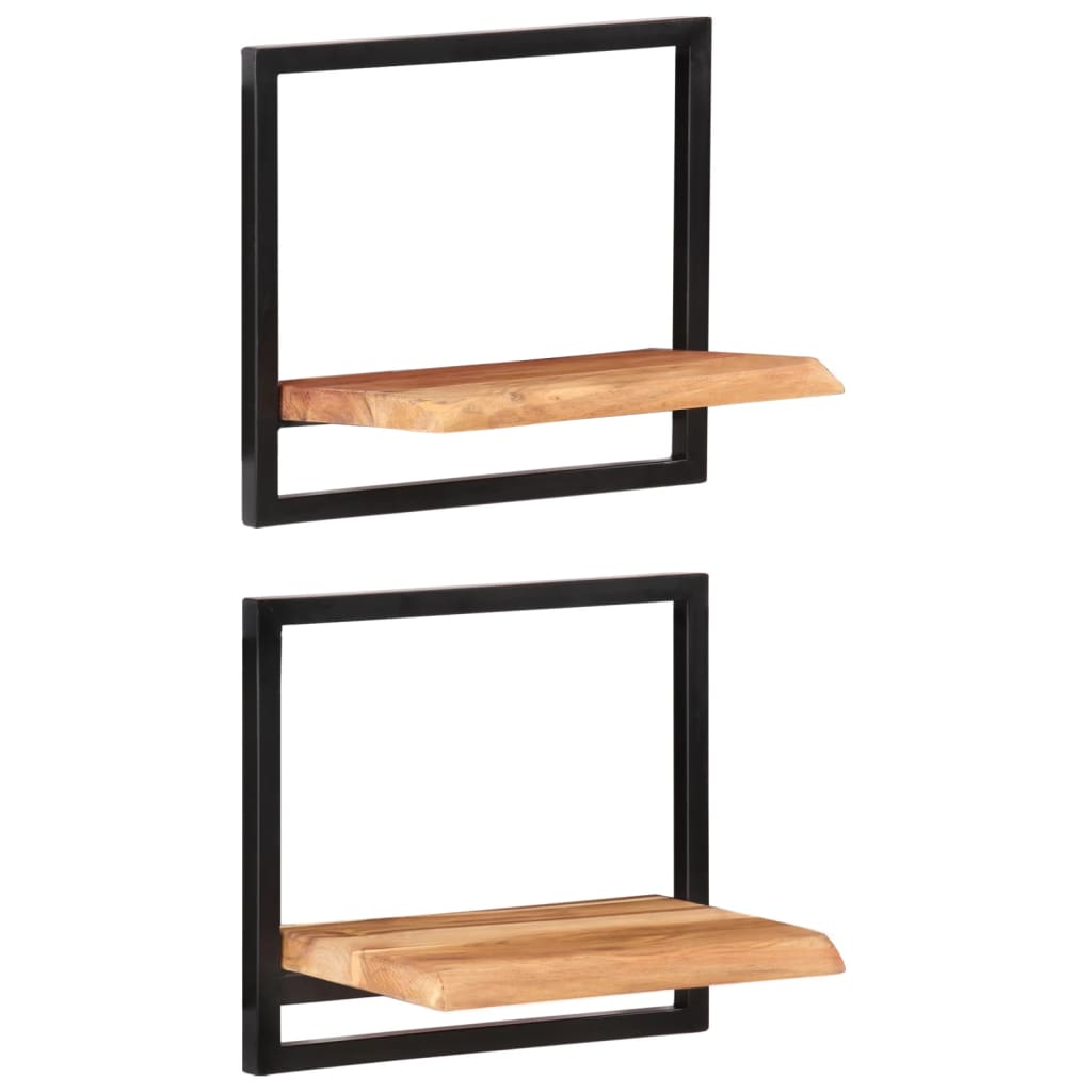 wall-shelves-2-pcs-15-7-x9-4-x13-8-solid-wood-acacia-and-steel At Willow and Wine USA!
