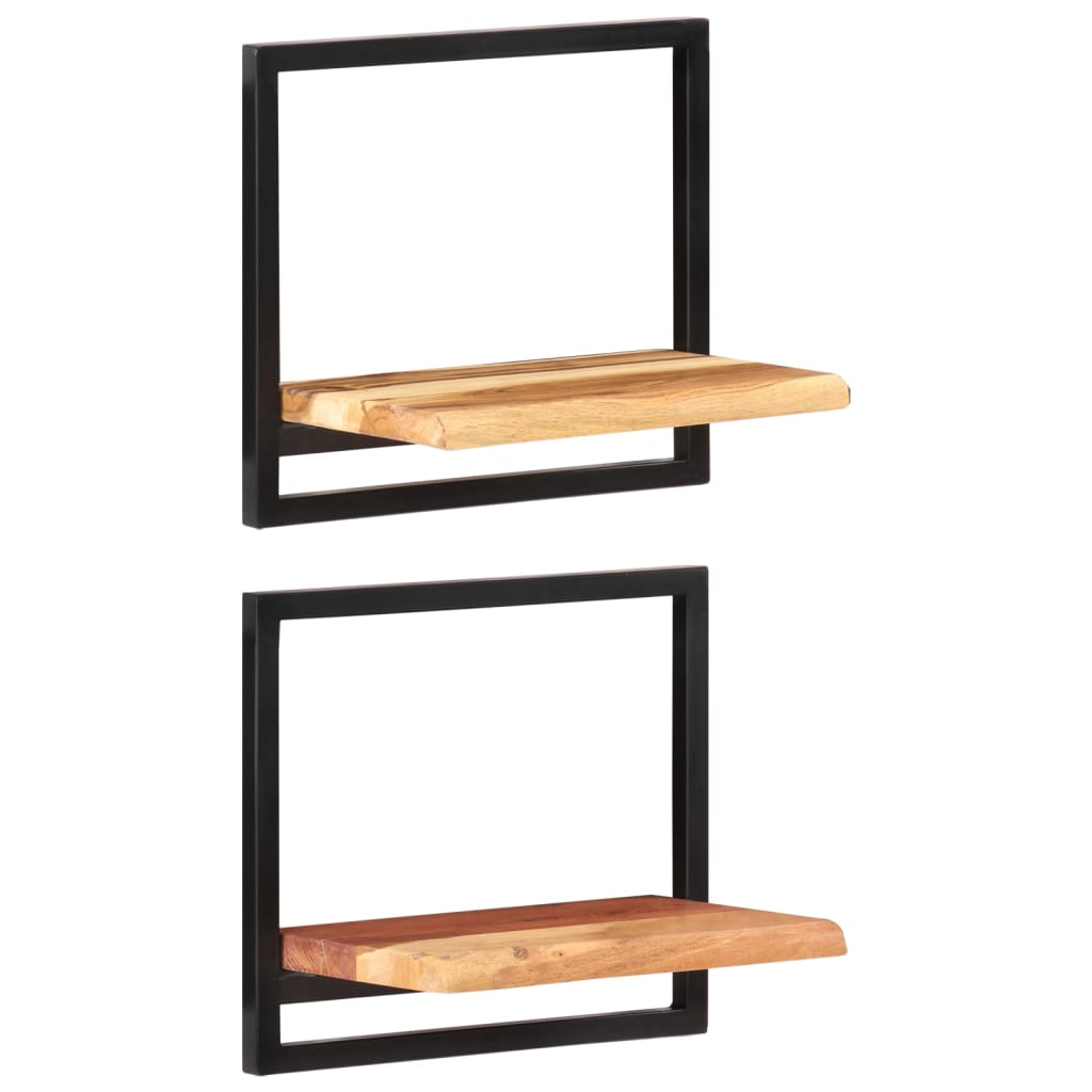 wall-shelves-2-pcs-15-7-x9-4-x13-8-solid-wood-acacia-and-steel At Willow and Wine USA!