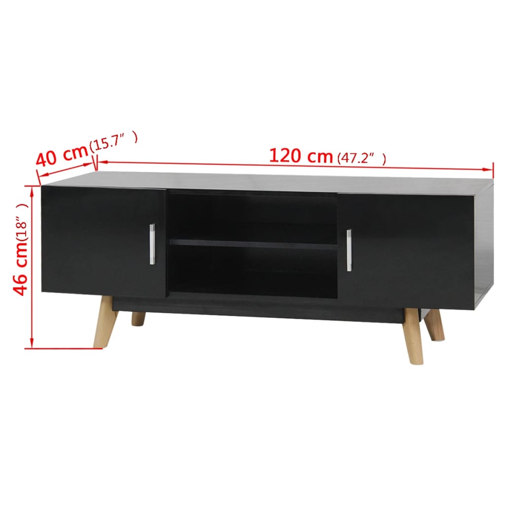 High Gloss TV Stand Black 47.2"x15.7"x18.1" MDF