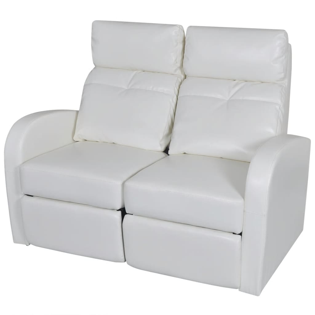 2-seater-home-theater-recliner-sofa-white-faux-leather At Willow and Wine USA!