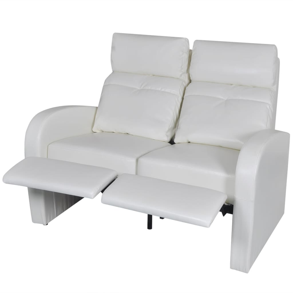 2-seater-home-theater-recliner-sofa-white-faux-leather At Willow and Wine USA!