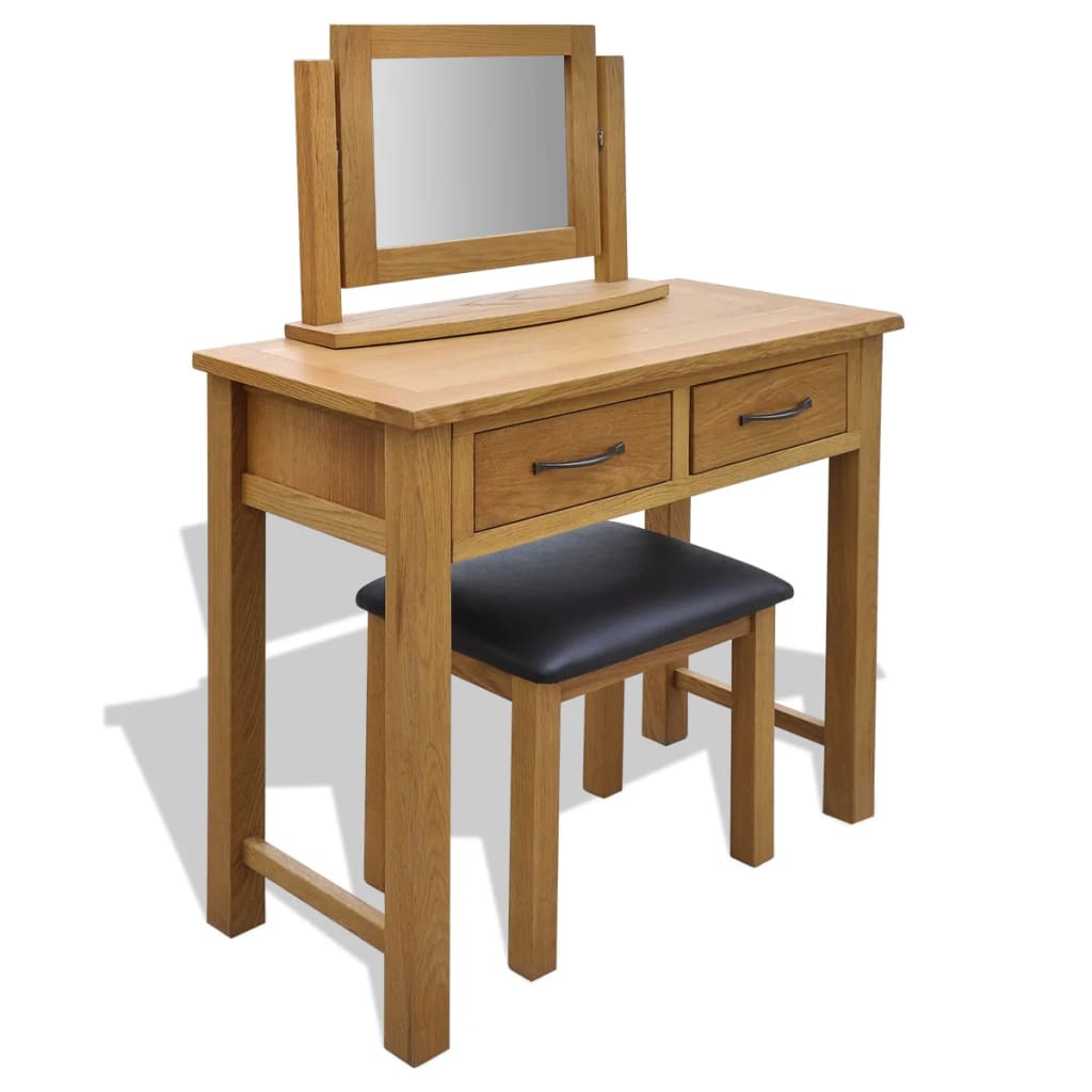 solid-oak-wood-dressing-table-with-stool At Willow and Wine USA!