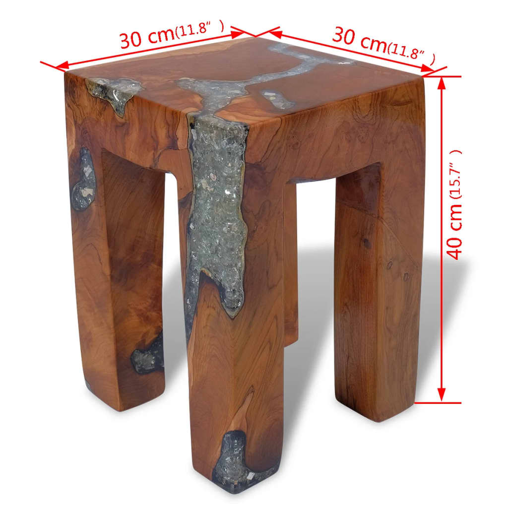 stool-solid-teak-wood-and-resin At Willow and Wine USA!