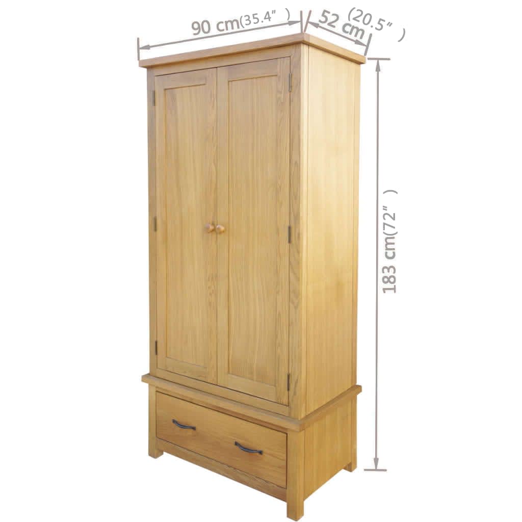 wardrobe-with-1-drawer-35-4-x20-5-x72-solid-oak-wood At Willow and Wine USA!