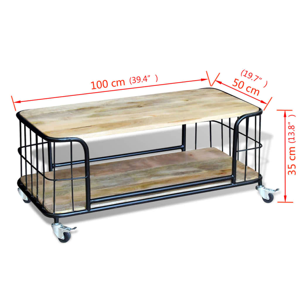 Coffee Table Solid Mango Wood 39.4"x19.7"x13.8"