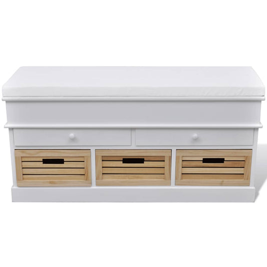 white-storage-entryway-bench-with-cushion-top-2-draw-3-crate At Willow and Wine USA!