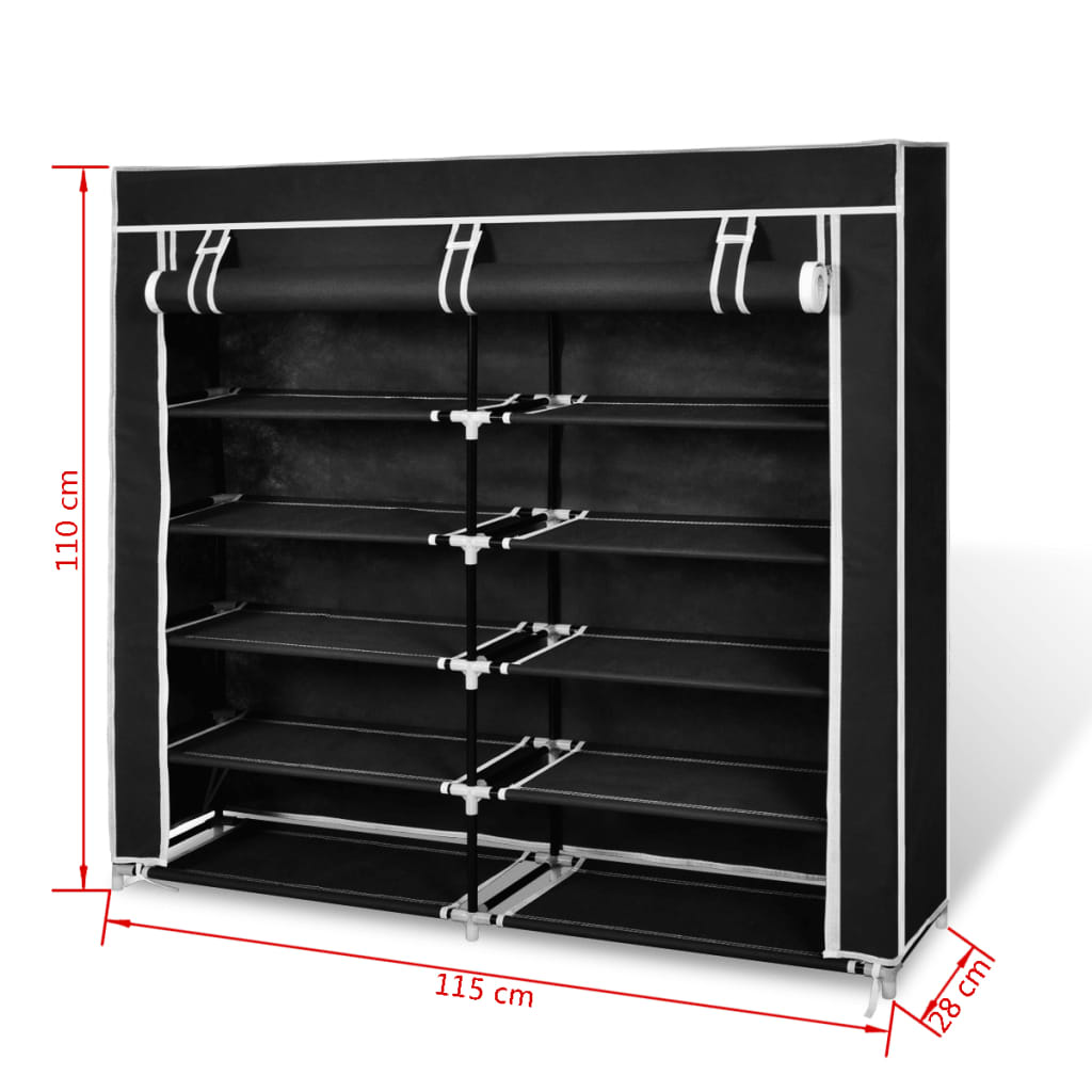 fabric-shoe-cabinet-with-cover-45-x-11-x-43-black-813915 At Willow and Wine USA!