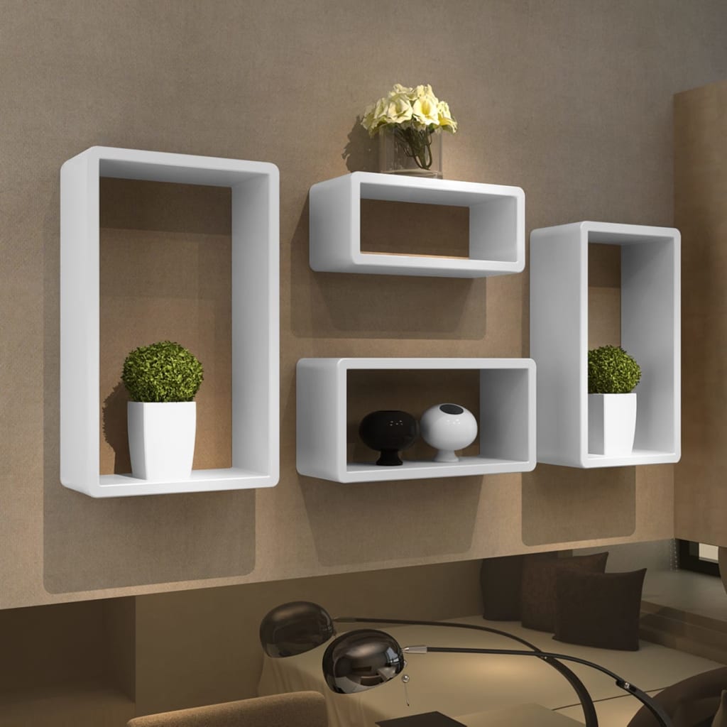 four-piece-cuboid-shelf-set-high-gloss-white At Willow and Wine USA!