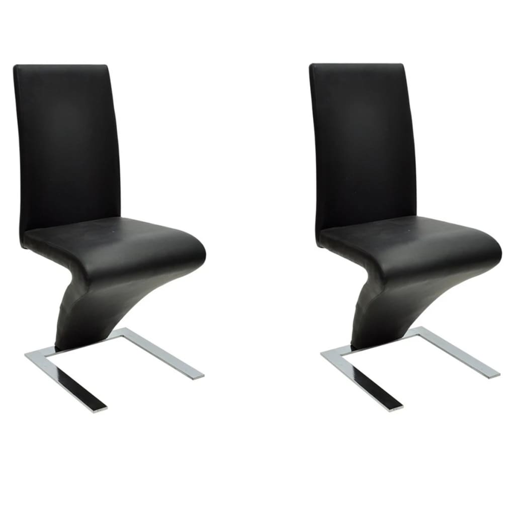 Dining Chairs 2 pcs Black Faux Leather