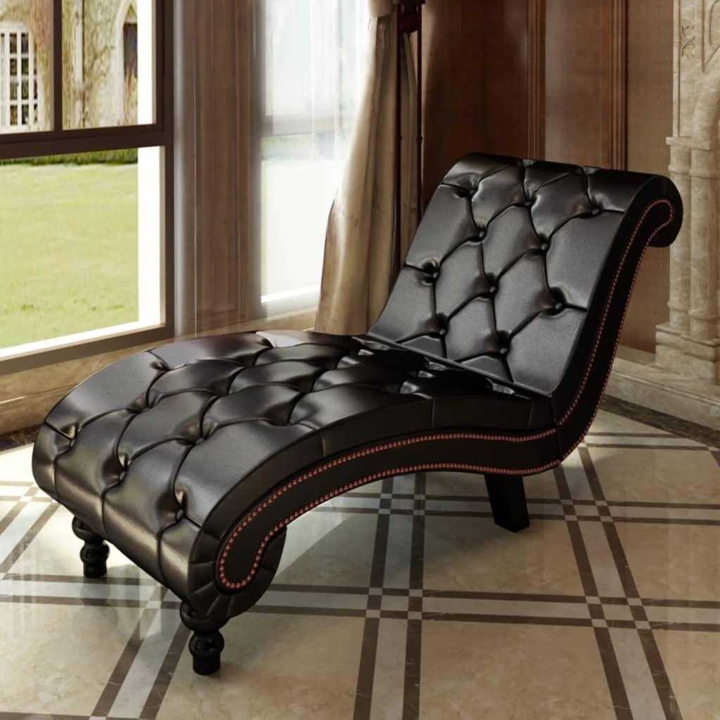 chaise-longue-brown-faux-leather At Willow and Wine USA!