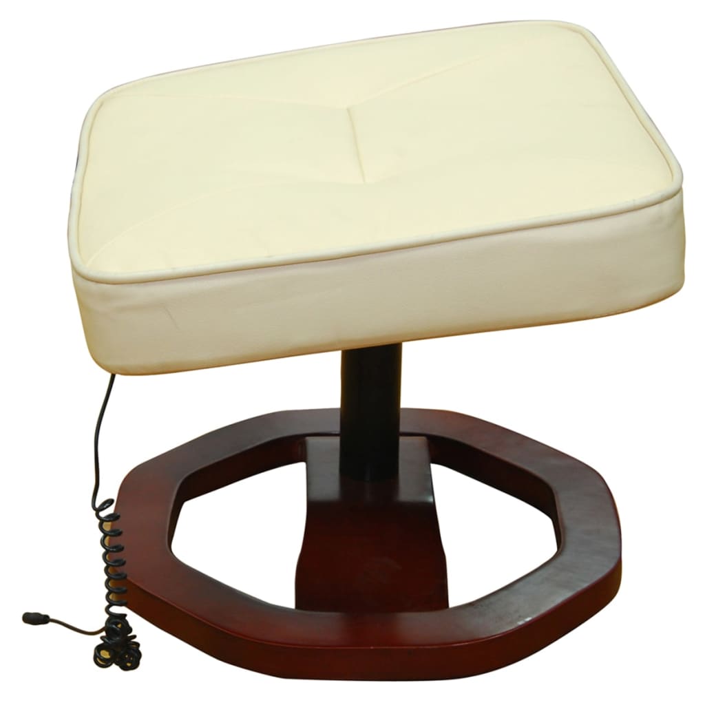 Massage Chair with Footstool Cream Faux Leather