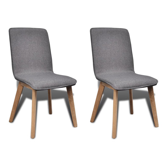 Dining Chairs 2 pcs Dark Gray Fabric and Solid Oak Wood