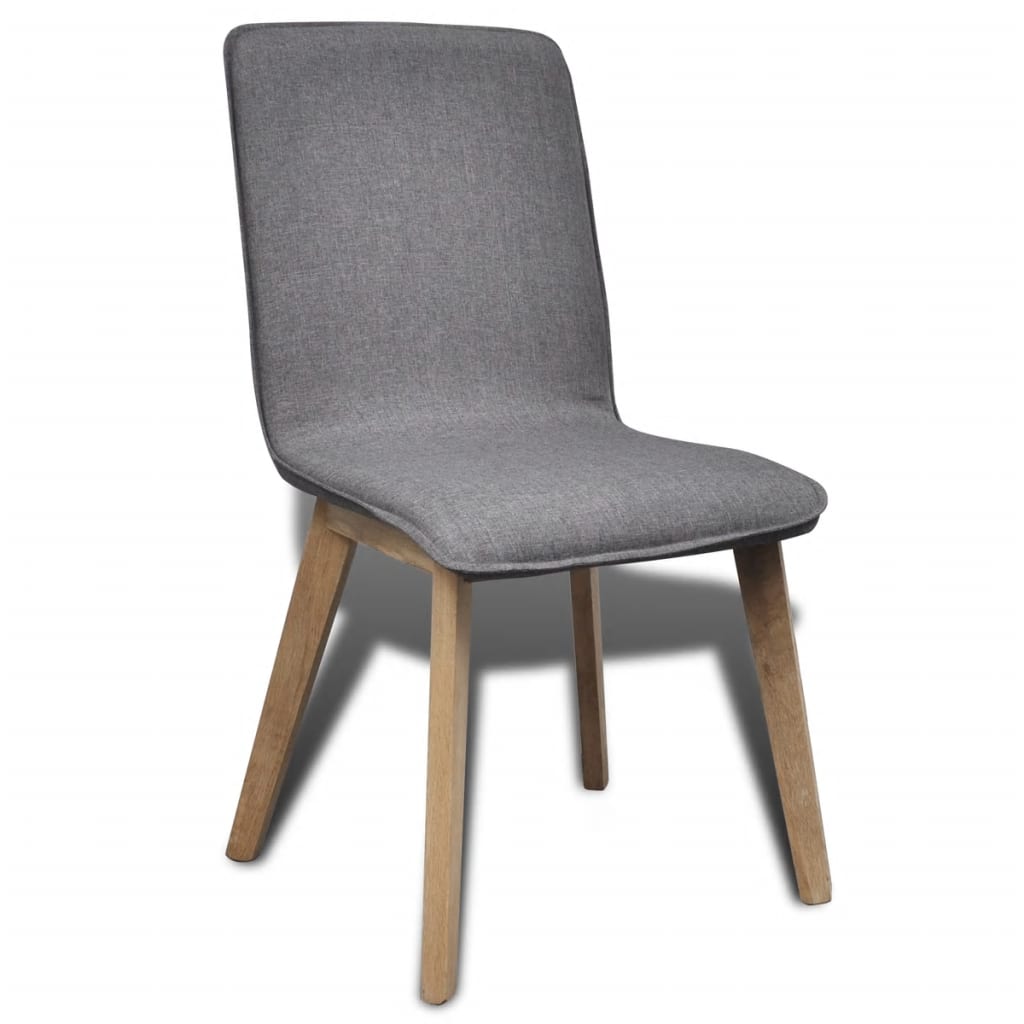 Dining Chairs 2 pcs Dark Gray Fabric and Solid Oak Wood