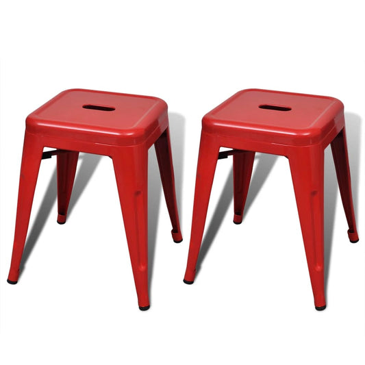 Stacking Stools 2 pcs Red Metal