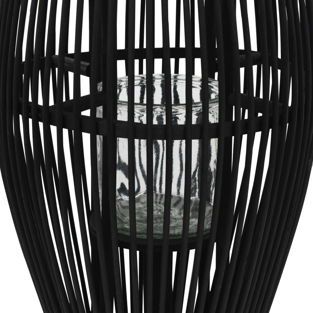 Hanging Candle Lantern Holder Bamboo Black 37.4"