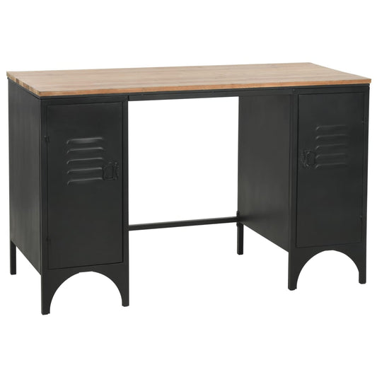 double-pedestal-desk-solid-firwood-and-steel-47-2-x19-7-x29-9 At Willow and Wine USA!