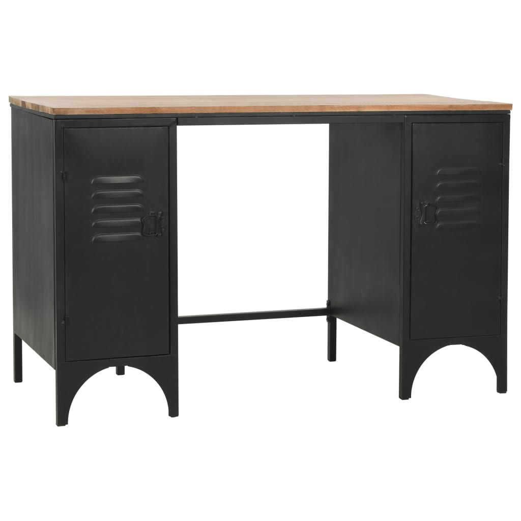 double-pedestal-desk-solid-firwood-and-steel-47-2-x19-7-x29-9 At Willow and Wine USA!