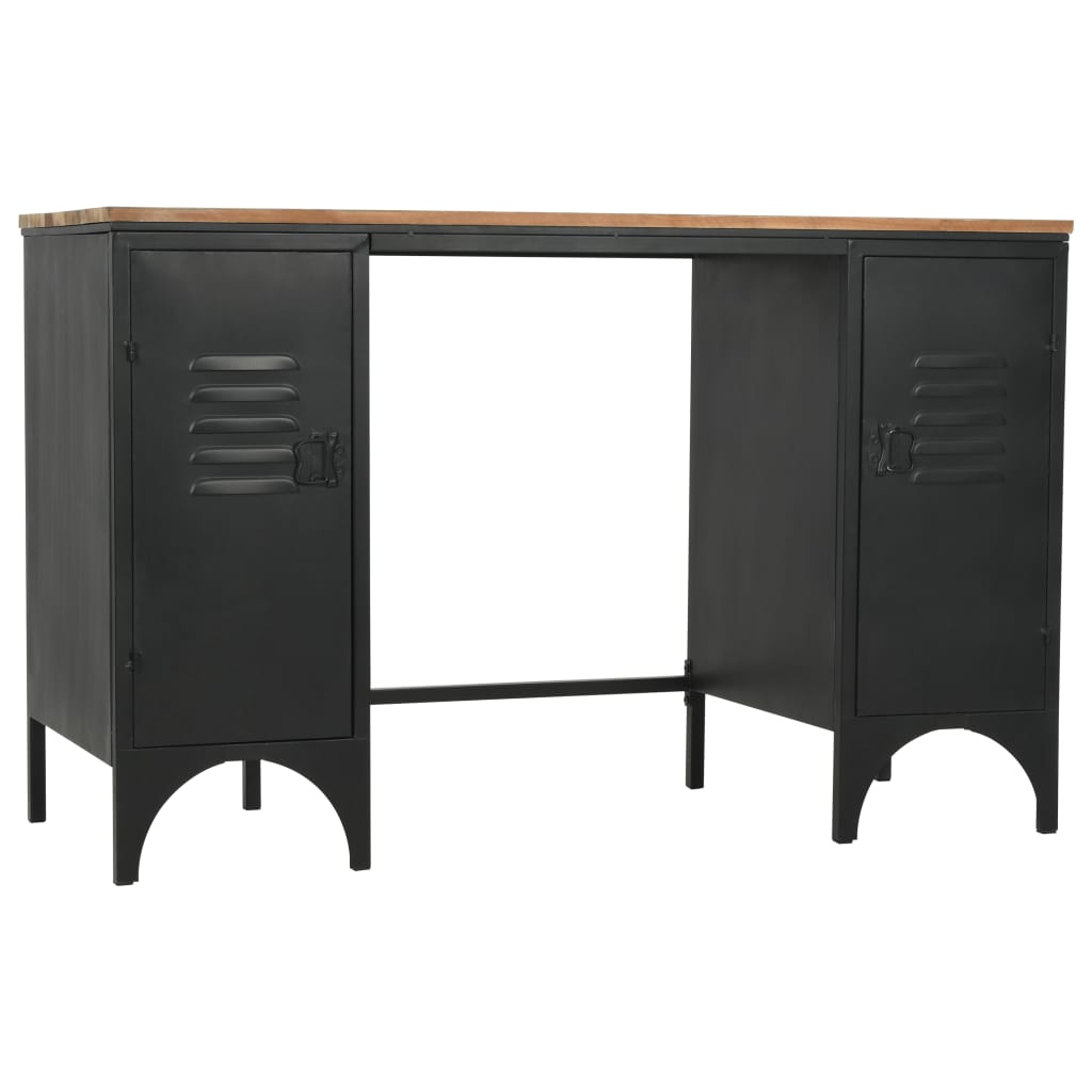 double-pedestal-desk-solid-firwood-and-steel-47-2-x19-7-x29-9 At Willow and Wine USA!