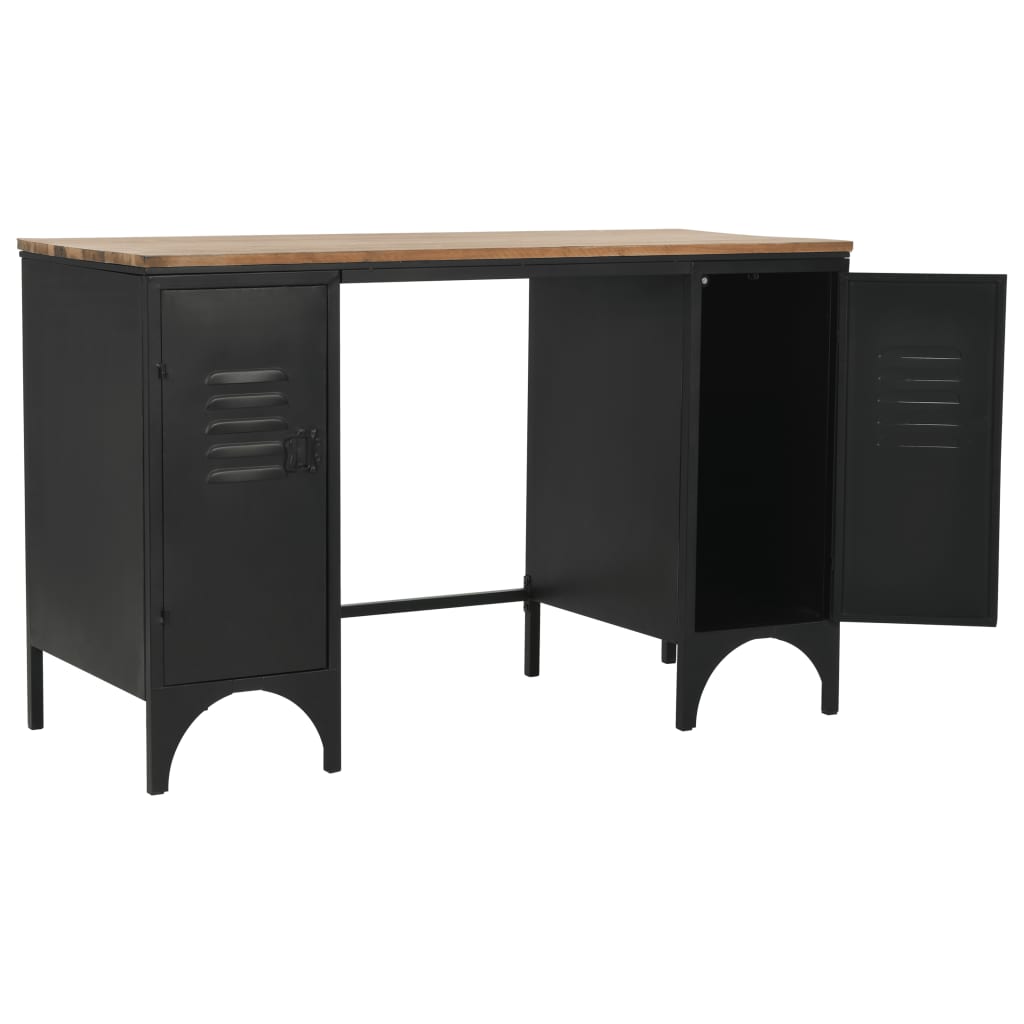 double-pedestal-desk-solid-firwood-and-steel-47-2-x19-7-x29-9 At Willow and Wine USA!