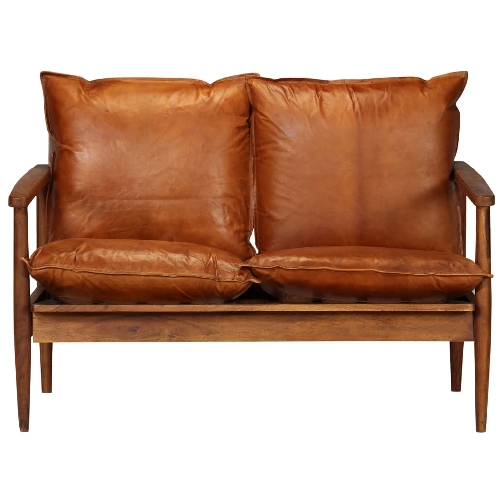 2-seater-sofa-real-leather-with-acacia-wood-brown At Willow and Wine USA!