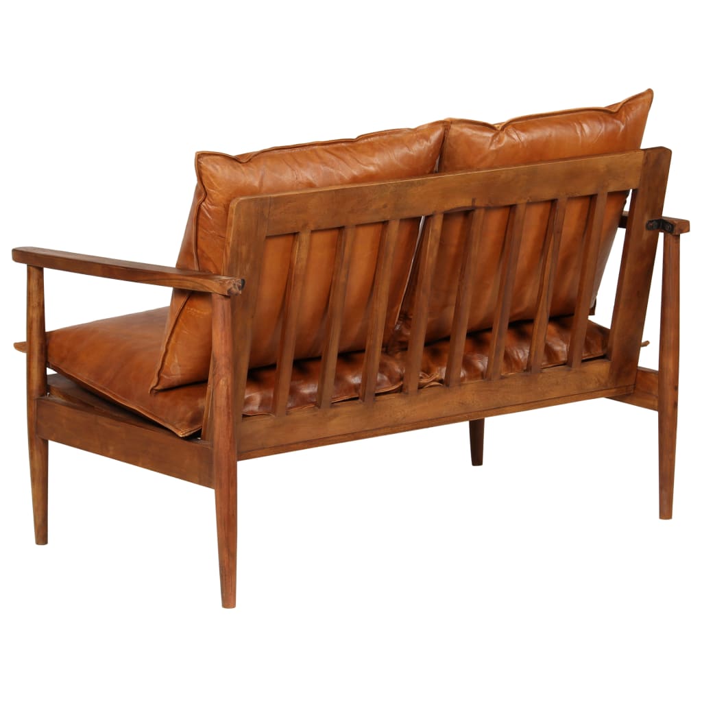 2-seater-sofa-real-leather-with-acacia-wood-brown At Willow and Wine USA!