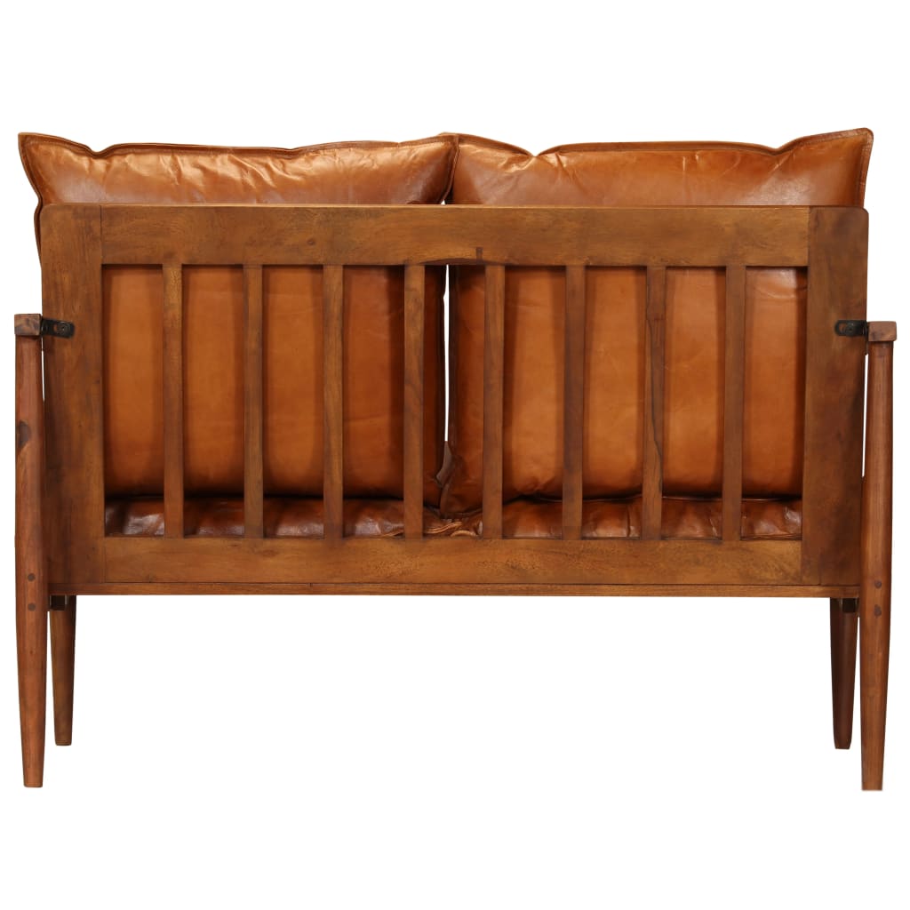 2-seater-sofa-real-leather-with-acacia-wood-brown At Willow and Wine USA!