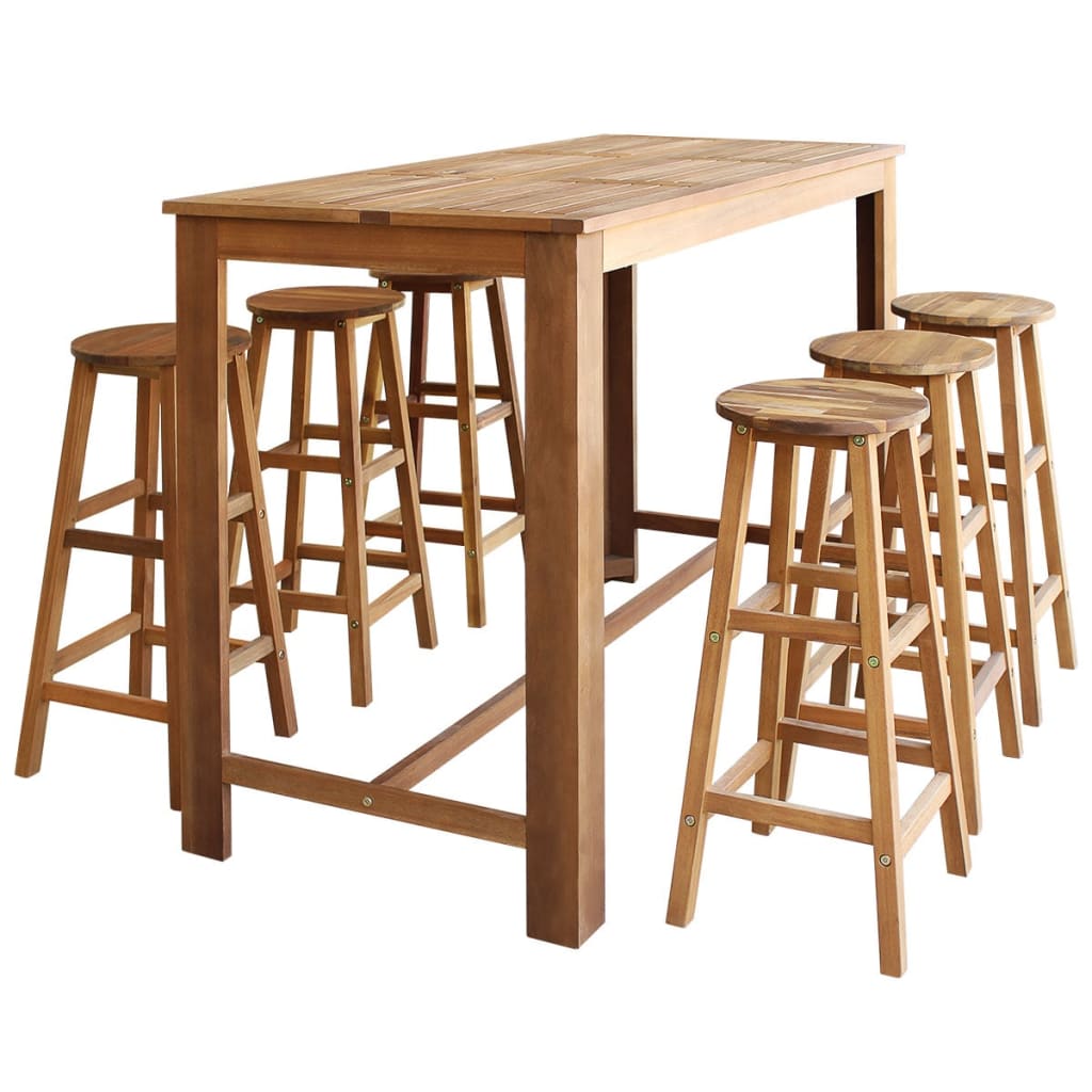 bar-table-and-stool-set-7-pieces-solid-acacia-wood At Willow and Wine USA!