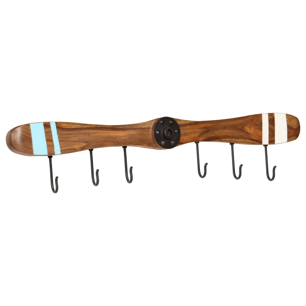 Wall-Mounted Coat Rack 6 Hooks Solid Sheesham Wood 42.5''x2.4"x7.5"