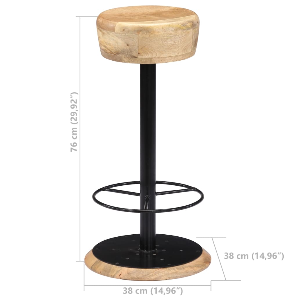 Bar Stools 2 pcs Solid Mango Wood