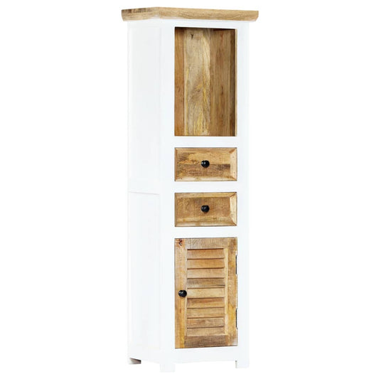 Highboard White and Brown 15.7"x11.8"x50.3"  Solid Rough Mango Wood