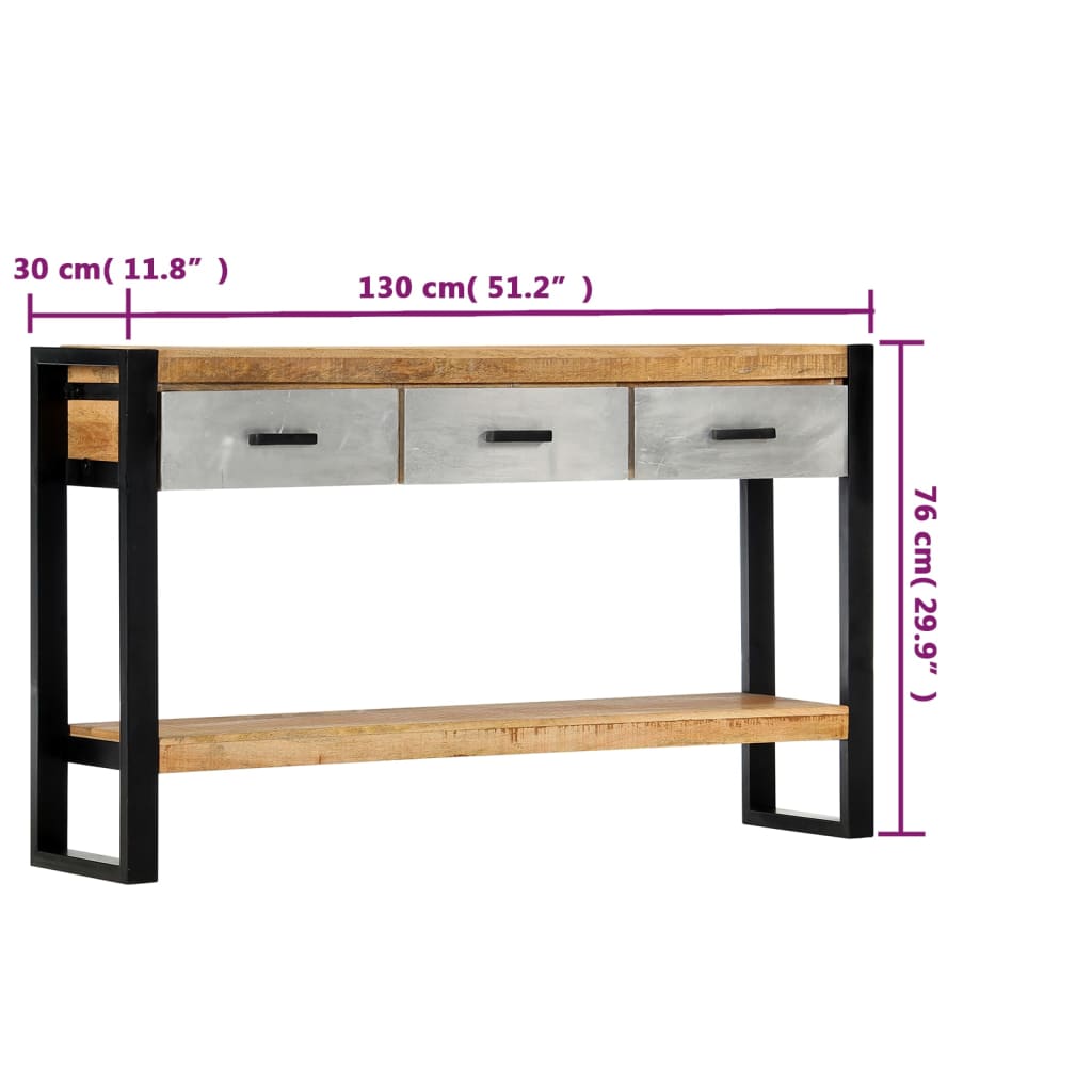 Console Table 51.1"x11.8"x29.9" Solid Mango Wood