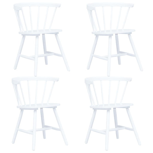 Dining Chairs 4 pcs White Solid Rubber Wood