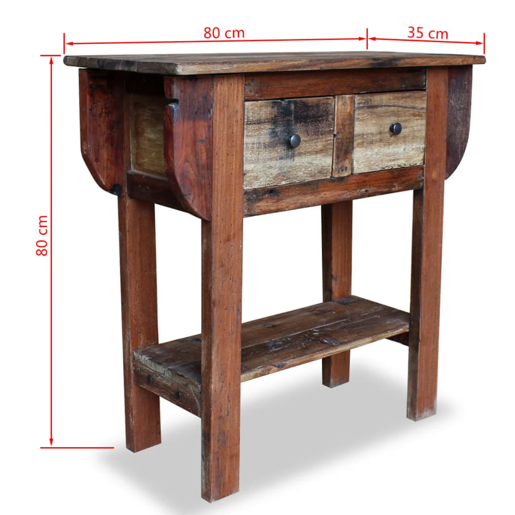 console-table-solid-reclaimed-wood-31-5-x13-8-x31-5 At Willow and Wine USA!