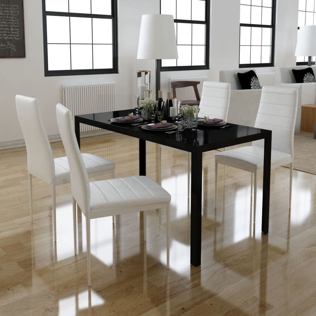 five-piece-dining-table-and-chair-set-black-and-white At Willow and Wine USA!