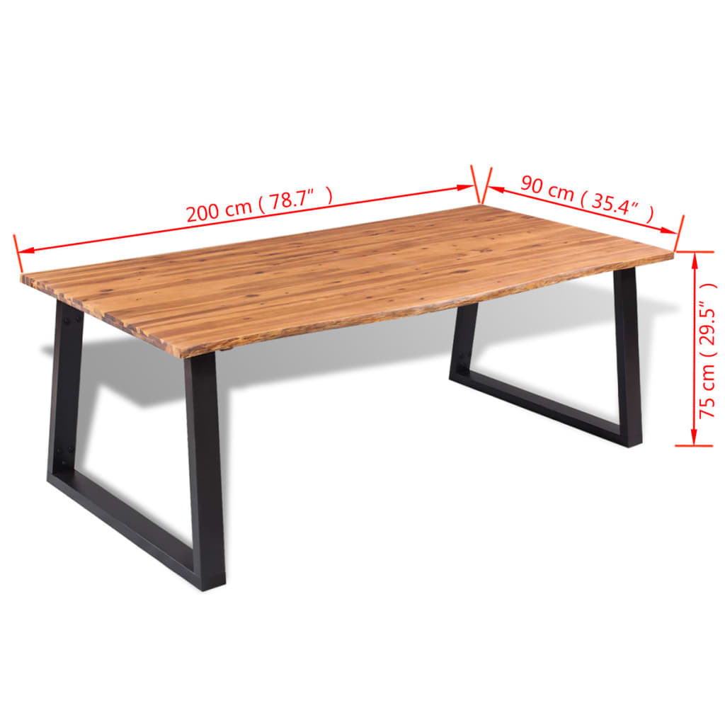 Dining Table Solid Acacia Wood 78.7"x35.4"