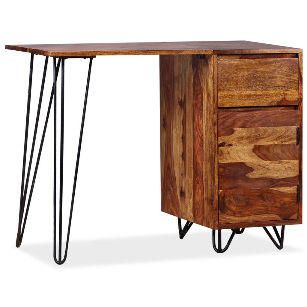 writing-desk-with-1-drawer-and-1-cabinet-solid-sheesham-wood At Willow and Wine USA!