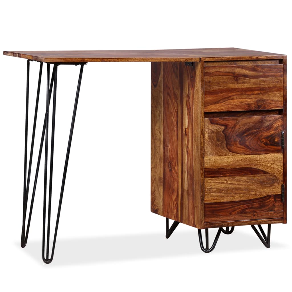 writing-desk-with-1-drawer-and-1-cabinet-solid-sheesham-wood At Willow and Wine USA!