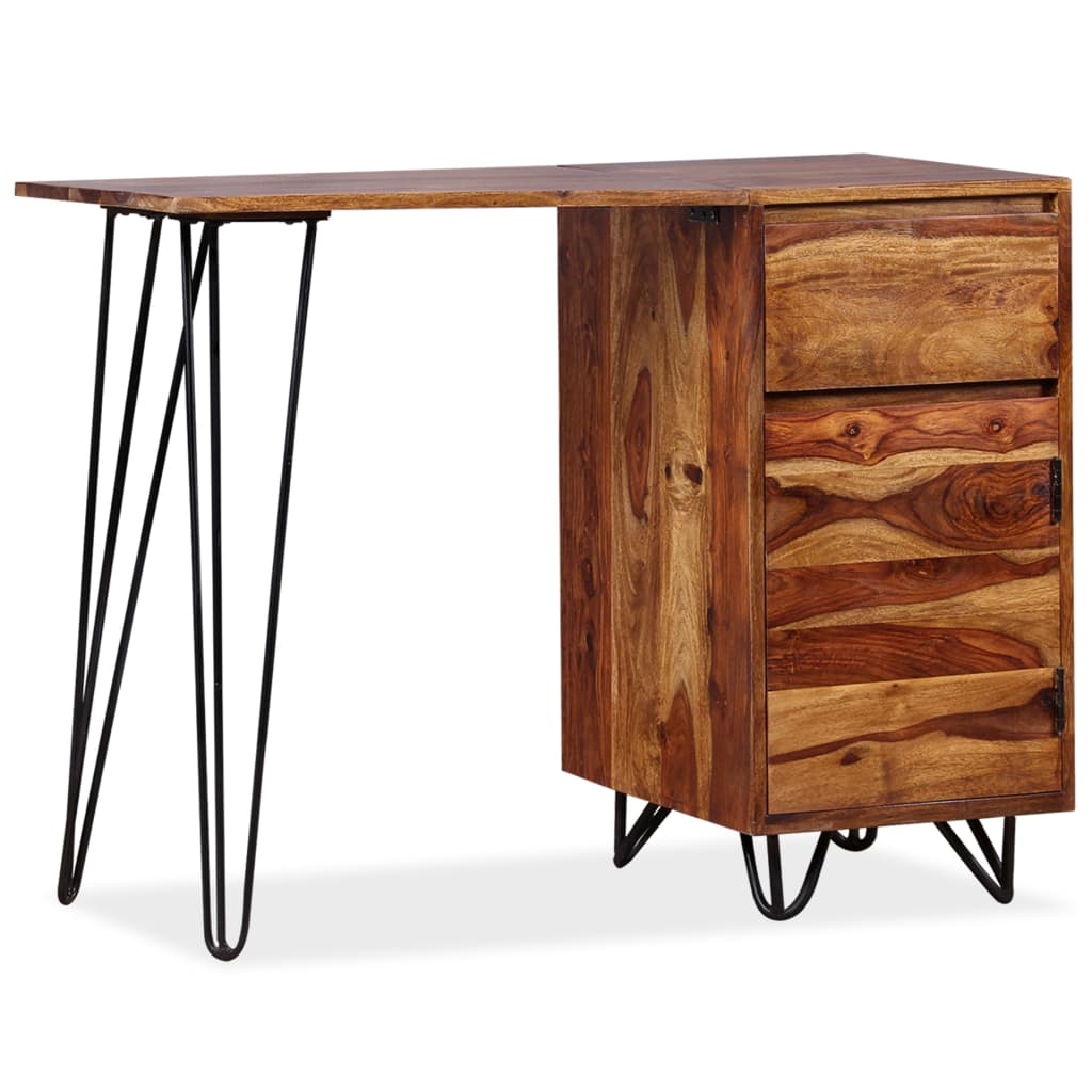 writing-desk-with-1-drawer-and-1-cabinet-solid-sheesham-wood At Willow and Wine USA!