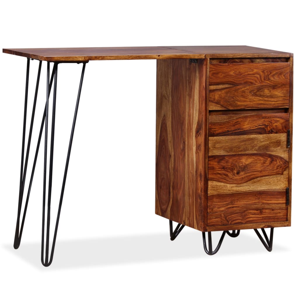 writing-desk-with-1-drawer-and-1-cabinet-solid-sheesham-wood At Willow and Wine USA!