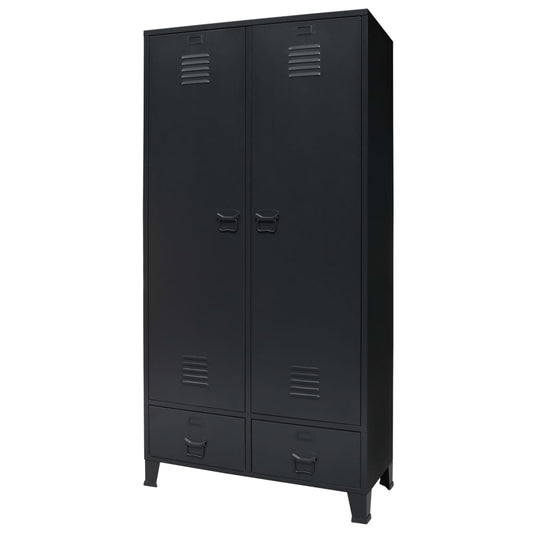 wardrobe-metal-industrial-style-35-4-x15-7-x70-9-black At Willow and Wine USA!