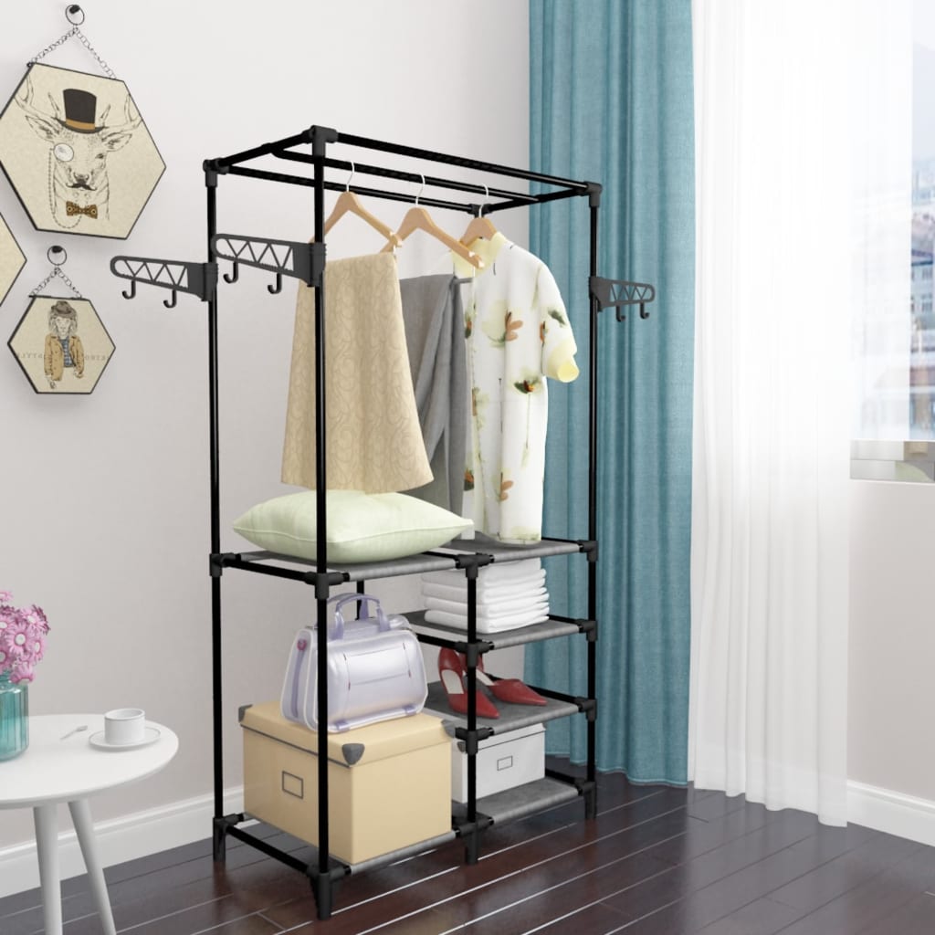 clothes-rack-steel-and-non-woven-fabric-34-3-x17-3-x62-2-black-813869 At Willow and Wine USA!