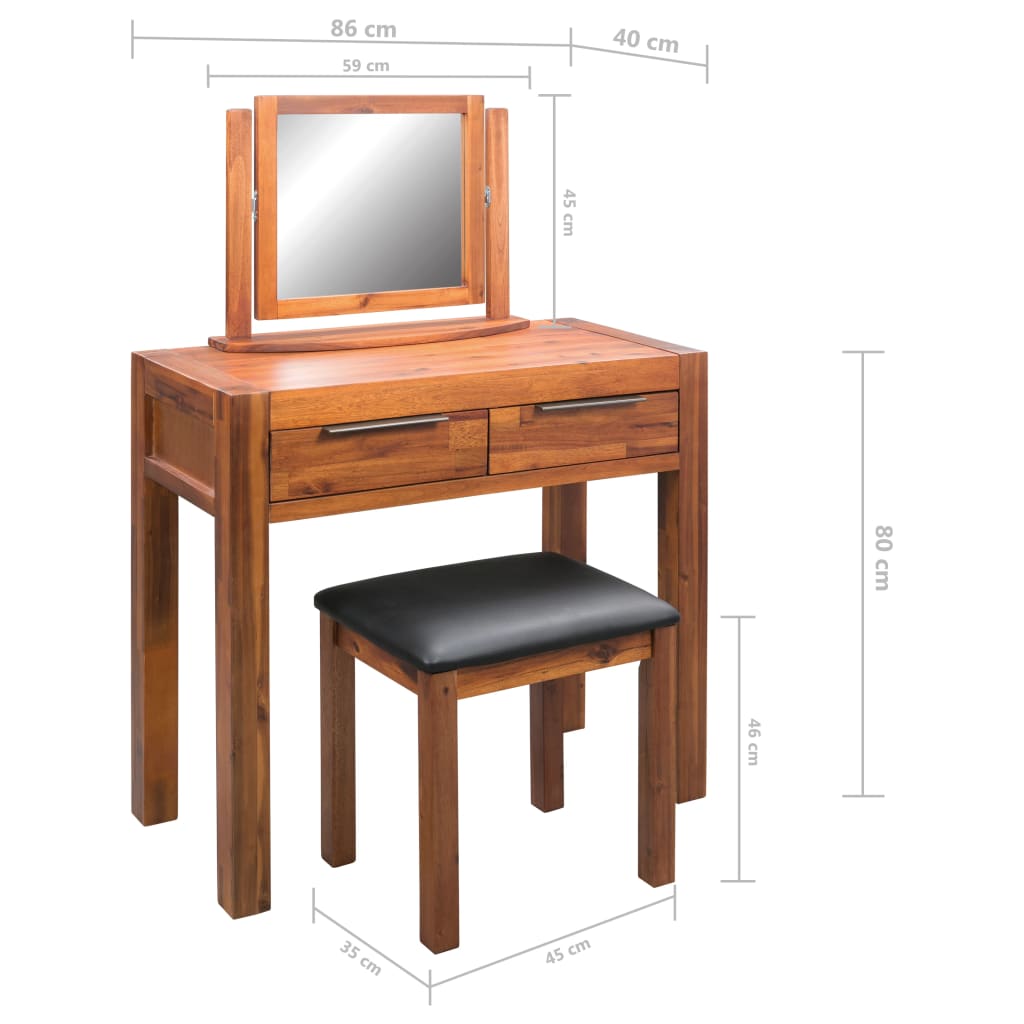 dressing-table-with-stool-and-mirror-solid-acacia-wood At Willow and Wine USA!