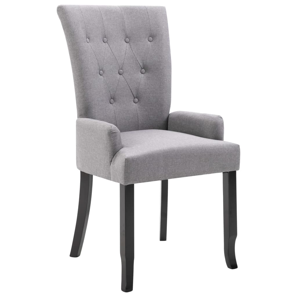 Dining Chair with Armrests Light Gray Fabric