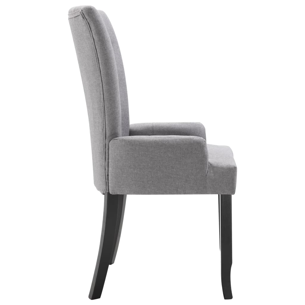 Dining Chair with Armrests Light Gray Fabric